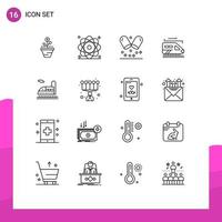 16 Thematic Vector Outlines and Editable Symbols of transport medical atom hospital power Editable Vector Design Elements