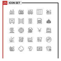 paquete de iconos de vector de stock de 25 signos y símbolos de línea para elementos de diseño de vector editables de cuadrícula de regalo de reloj de vacaciones de casillero