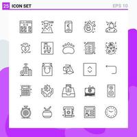 Set of 25 icons in Line style Creative Outline Symbols for Website Design and Mobile Apps Simple Line Icon Sign Isolated on White Background 25 Icons vector