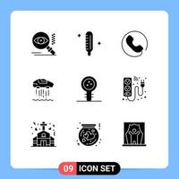 Pictogram Set of 9 Simple Solid Glyphs of knowledge biology answer technolody personal Editable Vector Design Elements