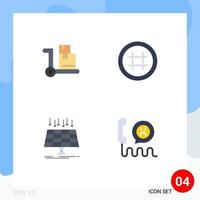 Set of 4 Modern UI Icons Symbols Signs for cart energy hash tag user smart city Editable Vector Design Elements