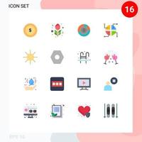 grupo de 16 signos y símbolos de colores planos para el informe de construcción de presupuesto de red circular paquete editable de elementos creativos de diseño de vectores