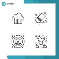 Vector Pack of 4 Outline Symbols Line Style Icon Set on White Background for Web and Mobile