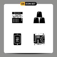 User Interface Pack of 4 Basic Solid Glyphs of analog mobile module business id Editable Vector Design Elements