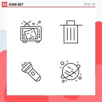 Collection of 4 Vector Icons in Line style Modern Outline Symbols for Web and Mobile Line Icon Sign Isolated on White Background 4 Icons