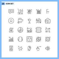 25 Icons Line style Creative Outline Symbols Black Line Icon Sign Isolated on White Background vector