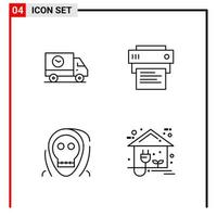 4 General Icons for website design print and mobile apps 4 Outline Symbols Signs Isolated on White Background 4 Icon Pack vector