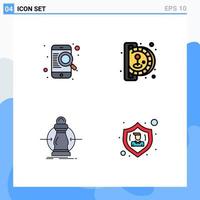 4 Thematic Vector Filledline Flat Colors and Editable Symbols of find cost online game lower Editable Vector Design Elements