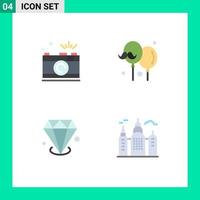 4 iconos planos universales establecidos para aplicaciones web y móviles cámara diamante imagen papá inversión elementos de diseño vectorial editables vector