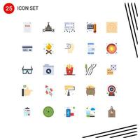 Modern Set of 25 Flat Colors Pictograph of reader fingerprint database server finger pencil Editable Vector Design Elements