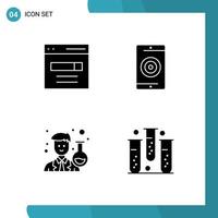 Universal Solid Glyphs Set for Web and Mobile Applications communication performance search media avatar Editable Vector Design Elements