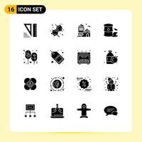 Universal Icon Symbols Group of 16 Modern Solid Glyphs of party balloon building air garbage Editable Vector Design Elements