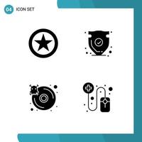 Mobile Interface Solid Glyph Set of Pictograms of badge verify military rank shield hard disk Editable Vector Design Elements