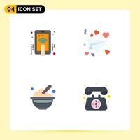 paquete de iconos de vector de stock de 4 signos y símbolos de línea para gesto de comida de mano cacahuetes de san valentín elementos de diseño de vector editables