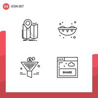 4 colores planos de línea de llenado de vectores temáticos y símbolos editables de navegación gps funel dulce retorno de la inversión elementos de diseño de vectores editables