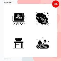 Vector Pack of 4 Icons in Solid Style Creative Glyph Pack isolated on White Background for Web and Mobile