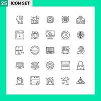 Group of 25 Lines Signs and Symbols for image photo tech photography public transit Editable Vector Design Elements