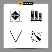 4 Black Icon Pack Glyph Symbols Signs for Responsive designs on white background 4 Icons Set vector