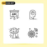 4 Creative Icons for Modern website design and responsive mobile apps 4 Outline Symbols Signs on White Background 4 Icon Pack vector