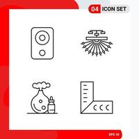 Creative Set of 4 Universal Outline Icons isolated on White Background vector