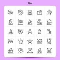 OutLine 25 Usa Icon set Vector Line Style Design Black Icons Set Linear pictogram pack Web and Mobile Business ideas design Vector Illustration