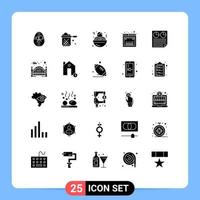 Mobile Interface Solid Glyph Set of 25 Pictograms of page data spaghetti web development Editable Vector Design Elements