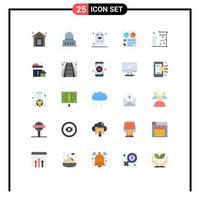 25 User Interface Flat Color Pack of modern Signs and Symbols of two page usa document scary Editable Vector Design Elements