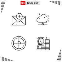 4 iconos estilo de línea cuadrícula basada en símbolos de contorno creativo para el diseño de sitios web signos de icono de línea simple aislados en fondo blanco 4 conjunto de iconos vector