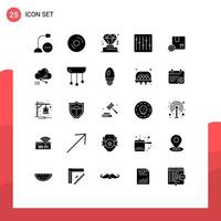 User Interface Pack of 25 Basic Solid Glyphs of branding dj food devices membership Editable Vector Design Elements