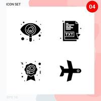 Vector Pack of 4 Icons in Solid Style Creative Glyph Pack isolated on White Background for Web and Mobile