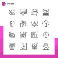 paquete de conjunto de iconos de contorno de 16 iconos de línea aislados en fondo blanco para aplicaciones móviles y de impresión de diseño de sitios web receptivos vector