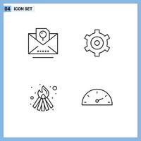 User Interface Pack of 4 Basic Filledline Flat Colors of envelope flame party cogs speed Editable Vector Design Elements