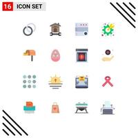 Stock Vector Icon Pack of 16 Line Signs and Symbols for email spanner wrench preferences cog Editable Pack of Creative Vector Design Elements