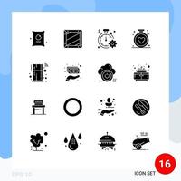 16 Thematic Vector Solid Glyphs and Editable Symbols of medical healthcare programing compass quick Editable Vector Design Elements