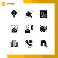 Pictogram Set of 9 Simple Solid Glyphs of man present mouse perfume gift Editable Vector Design Elements