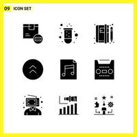 9 Icon Set Simple Solid Symbols Glyph Sign on White Background for Website Design Mobile Applications and Print Media vector