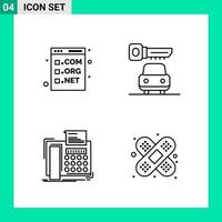 Pack of 4 Line Style Icon Set Outline Symbols for print Creative Signs Isolated on White Background 4 Icon Set vector