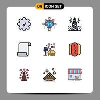 Set of 9 Modern UI Icons Symbols Signs for love lump write script document Editable Vector Design Elements