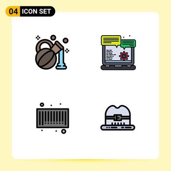 4 Filledline Flat Color concept for Websites Mobile and Apps olive code browser option hat Editable Vector Design Elements