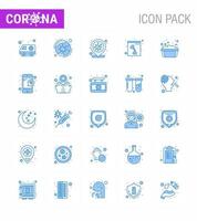 Coronavirus Precaution Tips icon for healthcare guidelines presentation 25 Blue icon pack such as hand washing xray infection skull infection place viral coronavirus 2019nov disease Vector Design