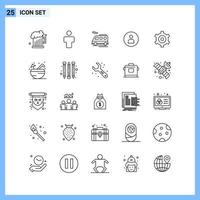 25 Icons Line style Creative Outline Symbols Black Line Icon Sign Isolated on White Background vector