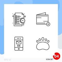 Modern Pack of 4 Icons Line Outline Symbols isolated on White Backgound for Website designing vector