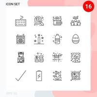 Outline Pack of 16 Universal Symbols of focus success free chart user Editable Vector Design Elements