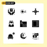 9 Creative Icons for Modern website design and responsive mobile apps 9 Glyph Symbols Signs on White Background 9 Icon Pack vector