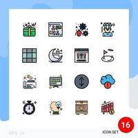 16 Flat Color Filled Line concept for Websites Mobile and Apps grid diamond configure man gear Editable Creative Vector Design Elements
