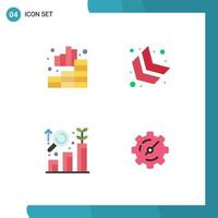 Pack of 4 creative Flat Icons of analytics graph graph down left gear Editable Vector Design Elements