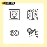 4 Creative Icons for Modern website design and responsive mobile apps 4 Outline Symbols Signs on White Background 4 Icon Pack vector