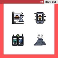 Set of 4 Modern UI Icons Symbols Signs for communist development labour home mobile Editable Vector Design Elements