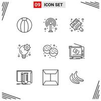 9 Icons Line Style Grid Based Creative Outline Symbols for Website Design Simple Line Icon Signs Isolated on White Background 9 Icon Set vector