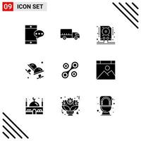 9 iconos creativos, signos y símbolos modernos de criptomoneda, unidad de radio, joyería, gemelos, elementos de diseño vectorial editables vector